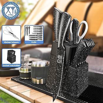 Amazon.com: XYJ Knife Block Set, Stainless Steel Kitchen Knives